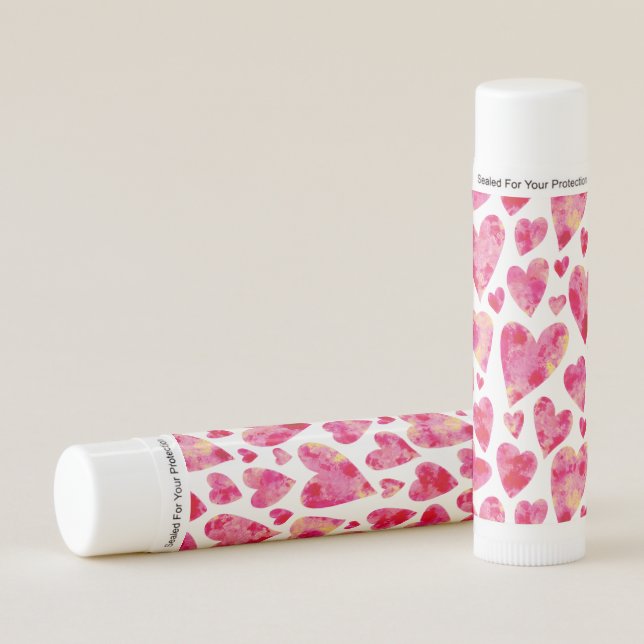 Pink Love Heart Girly pattern Lip Balm (Front)