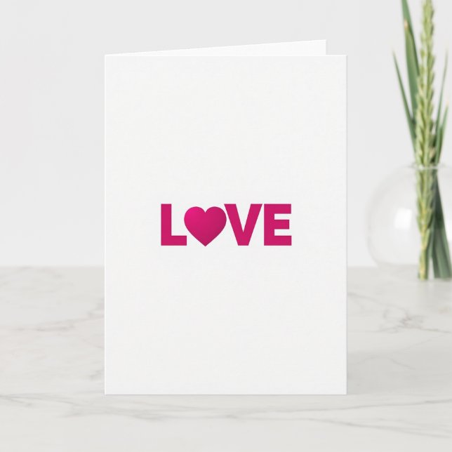 Pink Love Heart Minimalist Card (Front)