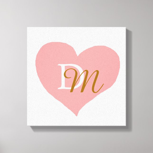 pink-love-heart monogrammed canvas print (Front)