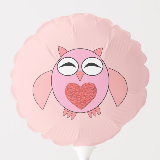 Pink Love Heart Owl Balloon (Front)