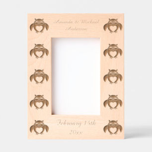 Pink Love Heart Owl Custom Wedding Engraved Frames