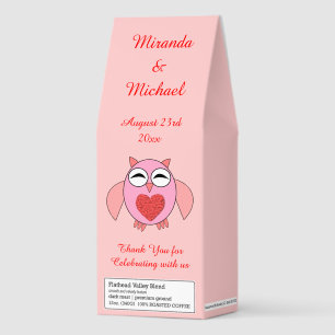 Pink Love Heart Owl Custom Wedding Roasted Coffee