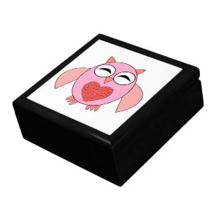 Pink Love Heart Owl Gift Box