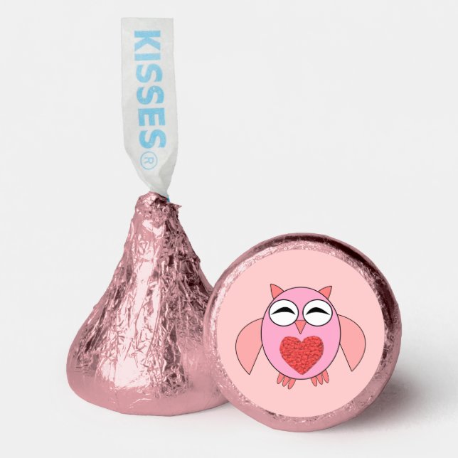 Pink Love Heart Owl Hershey®'s Kisses® (Front)