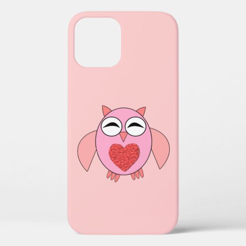 Pink Love Heart Owl iPhone Case