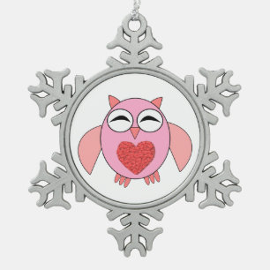Pink Love Heart Owl Ornament