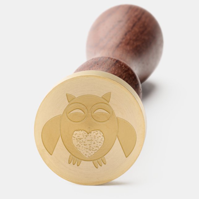 Pink Love Heart Owl Wax Seal Stamp (Front)