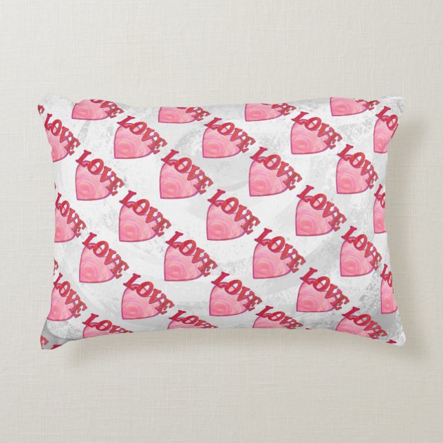 Pink Love Heart Pattern Accent Pillow (Front)