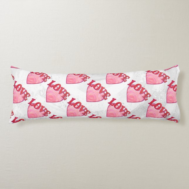 Pink Love Heart Pattern Body Pillow (Front)