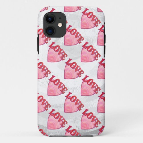 Pink Love Heart Pattern iPhone 11 Case