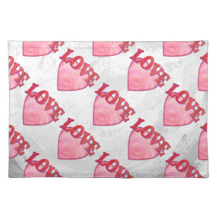 Pink Love Heart Pattern Cloth Placemat