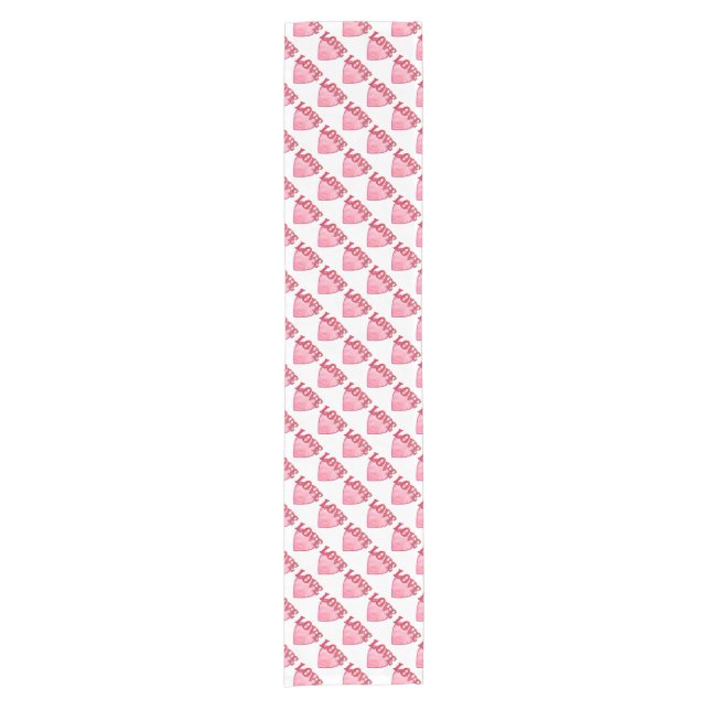 Pink Love Heart Pattern Short Table Runner (Front)