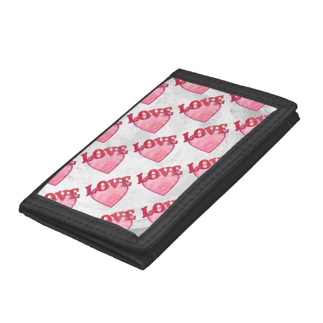 Pink Love Heart Pattern Tri-fold Wallet (Bottom)