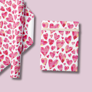 Pink Love Heart pattern Wrapping Paper Sheets