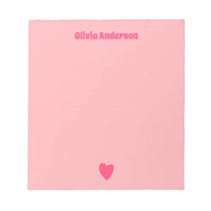 Pink Love Heart Personalized Notepad