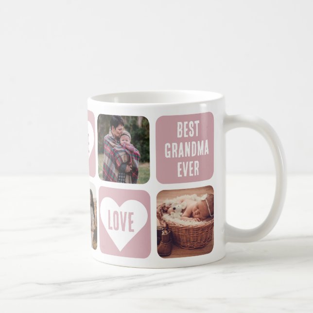 Pink Love Heart Photo Best Grandma Ever Mug (Right)