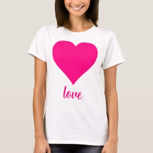 Pink Love Heart Shape T-Shirt