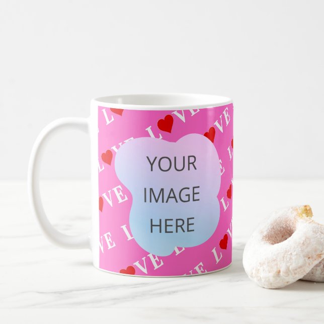 Pink LOVE Heart Stylish Coffee Mug (With Donut)