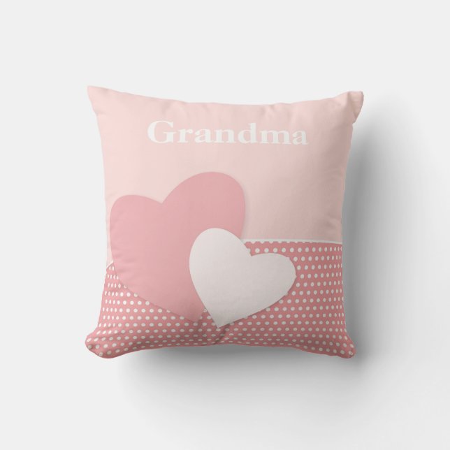 Pink Love Heart Throw Pillow (Front)