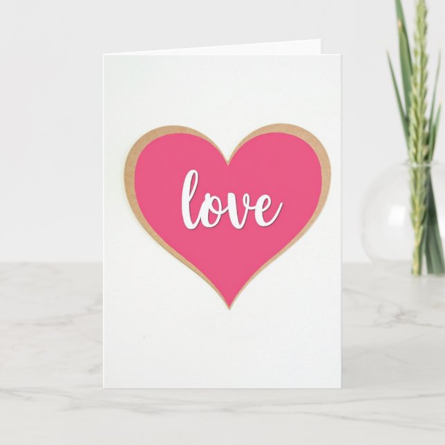 Pink Love Heart Valentines Day Card (Front)