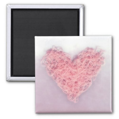 Pink Love Heart Wool Knitting Valentines Day Magnet