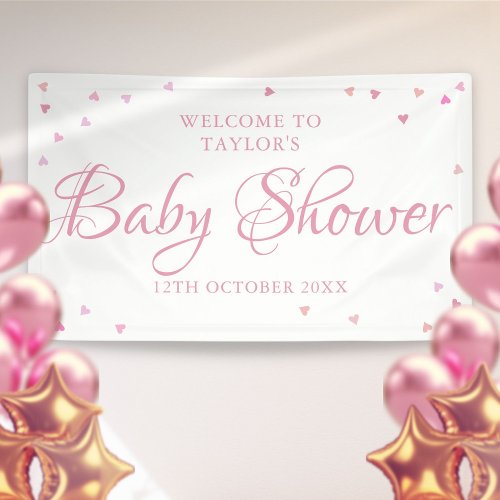 Pink Love Hearts Baby Girl Shower Welcome Sign