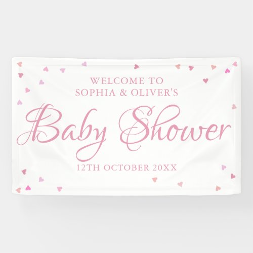 Pink Love Hearts Baby Shower  Sprinkle Welcome Banner