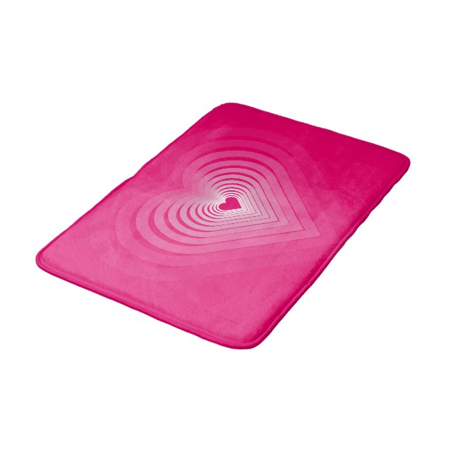Pink Love Hearts Bath Mat (Angled)