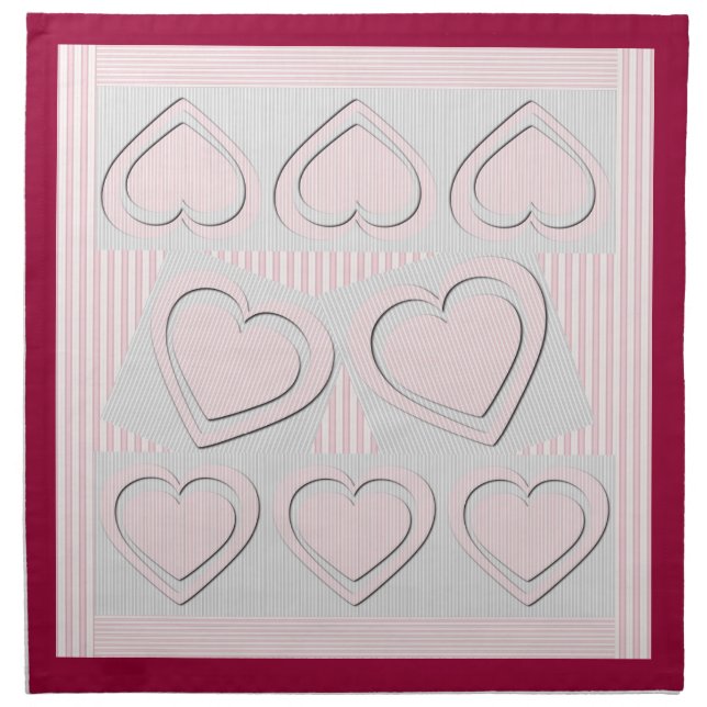 Pink Love Hearts Cloth Napkins (Front)