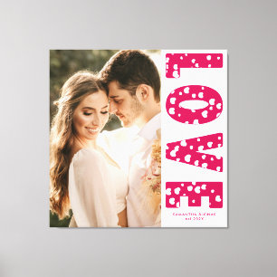Pink Love Hearts Couples Photo Valentines Canvas Print