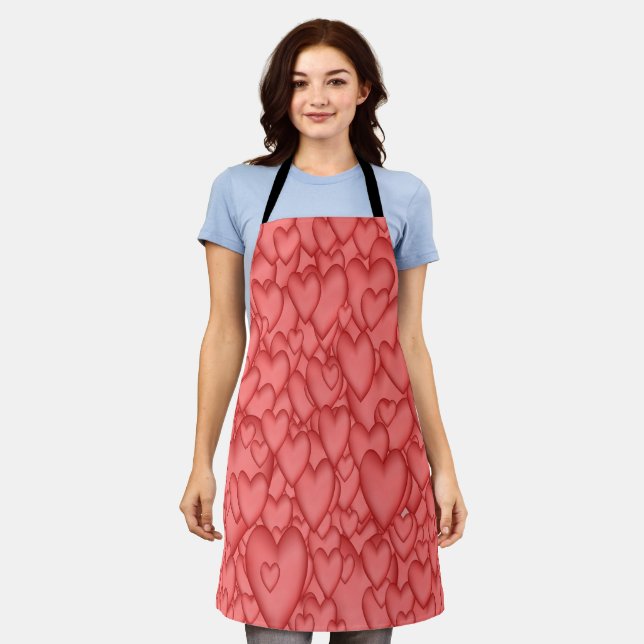 Pink Love Hearts Decorative Apron (Worn)