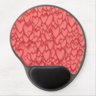 Pink Love Hearts Decorative Gel Mouse Pad