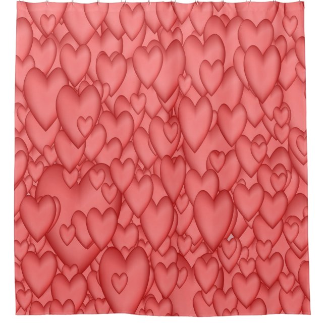 Pink Love Hearts Decorative Shower Curtain (Front)