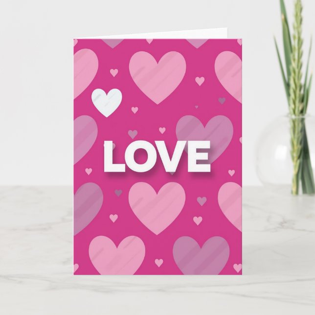 Pink Love Hearts Graphic Card (Front)
