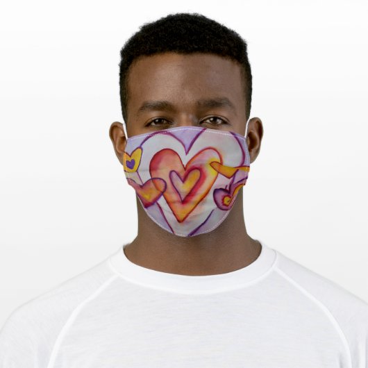 Pink Love Hearts Inspirational Custom Face Mask (Worn)