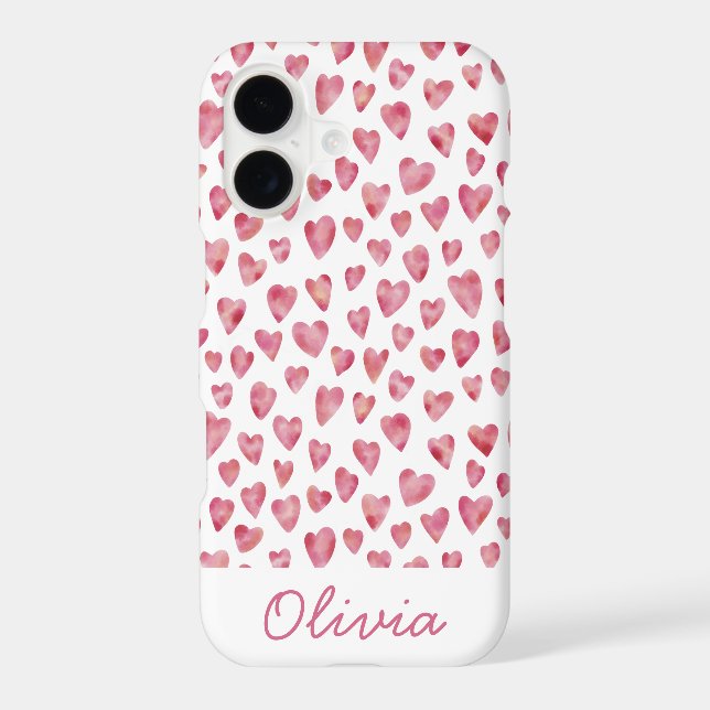 Pink Love Hearts pattern personalized name Case-Mate iPhone Case (Back)