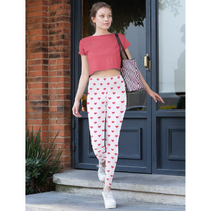 Valentines Day Hearts Pattern Red Pink Leggings