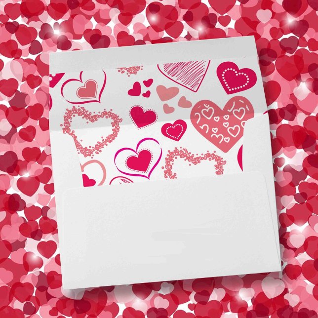 Pink Love Hearts Valentine's Day Envelope Liner (Creator Uploaded)