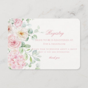 Pink Love in Bloom Floral Bridal Shower Registry Enclosure Card