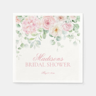 Pink Love in Bloom Floral Hydrangea Bridal Shower Napkins