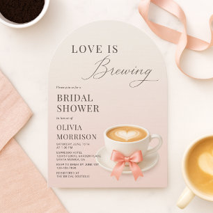 Pink Love is Brewing Coffee Cafe Bridal Shower Invitation