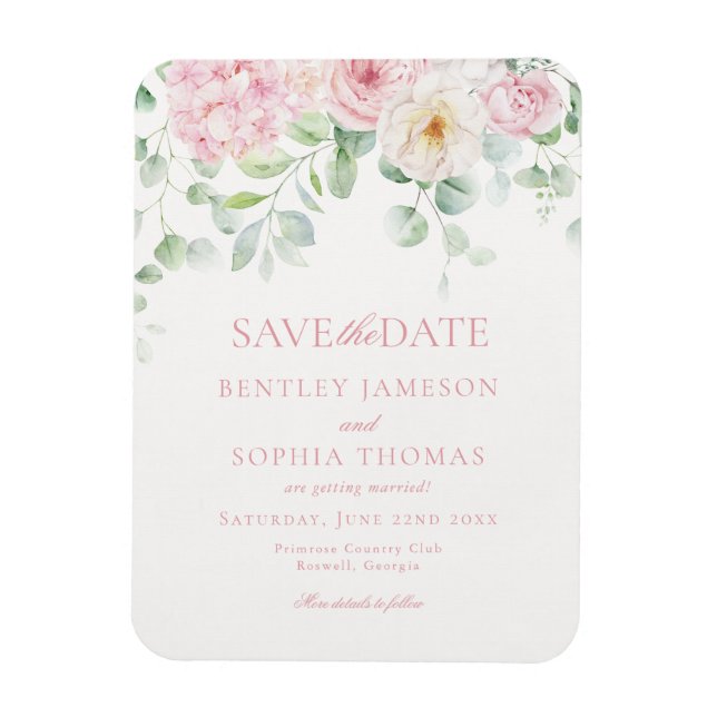 Pink Love is in Bloom Floral Save the Date Card Magnet (Vertical)