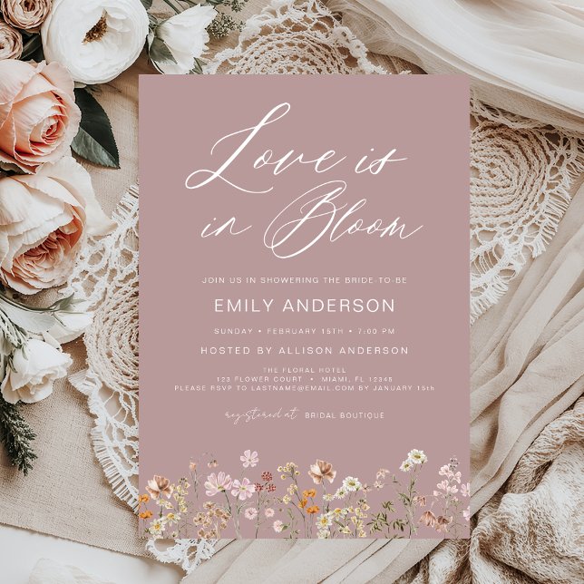 Pink Love is in Bloom Wildflower Bridal Shower Invitation (Creator Uploaded)
