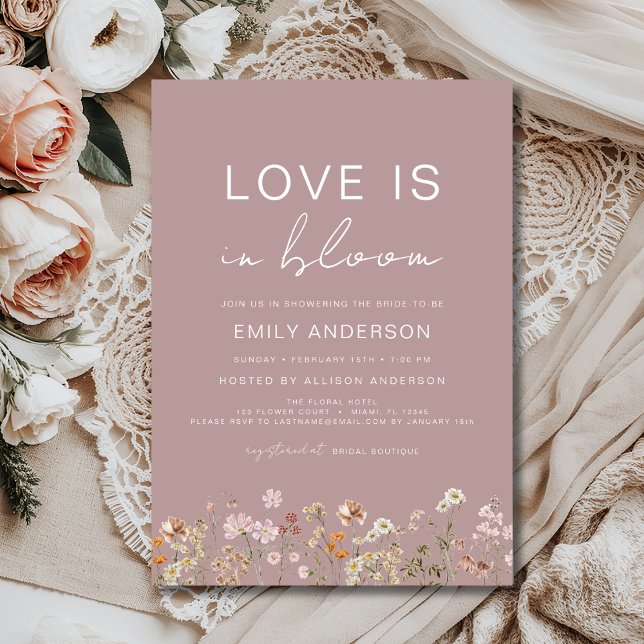 Pink Love is in Bloom Wildflower Bridal Shower Invitation (Creator Uploaded)