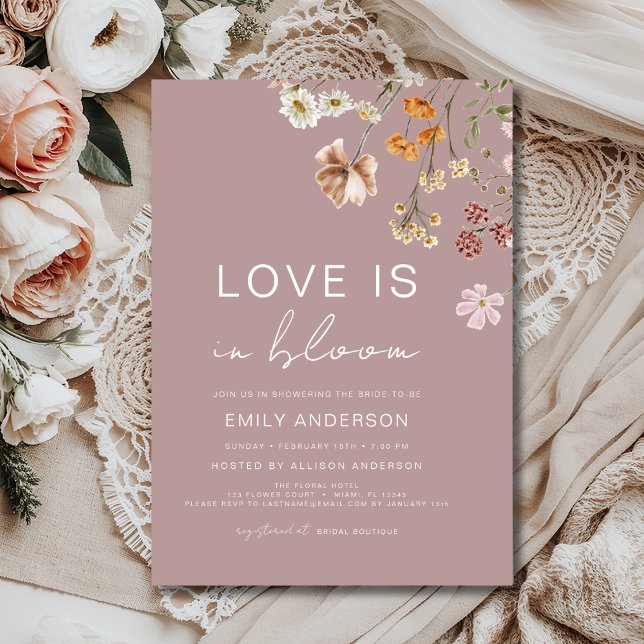 Pink Love is in Bloom Wildflower Bridal Shower Invitation (Creator Uploaded)