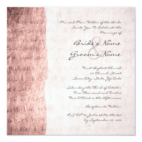 Pink Love Is Patient Vintage Wedding Invitation Zazzle Pink Love Is Patient Vintage Wedding Invitation
