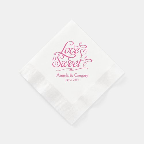 Pink Love is Sweet Candy Dessert Buffet Wedding Paper Napkins
