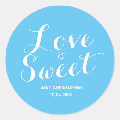 Pink Love is Sweet Its a Boy Classic Round Sticker