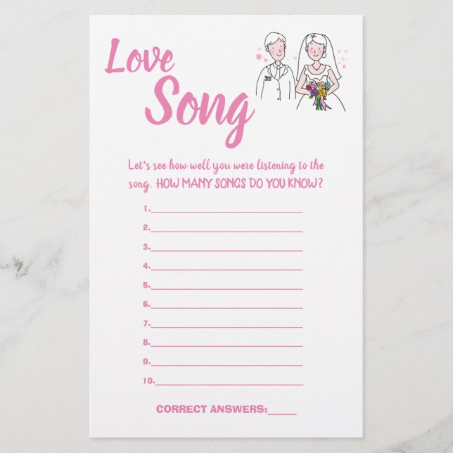 PINK LOVE, LOVE SONG SHOWER GAME CARD FLYER (Front)