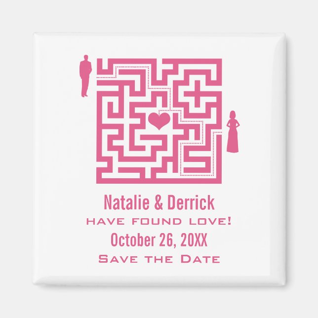 Pink Love Maze Save the Date Magnet (Front)